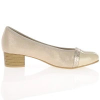 Jana - Block Heeled Court Shoes Gold - 22366 3