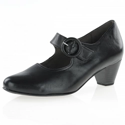 Caprice - Leather Mary-Jane Shoes Black - 24406-41