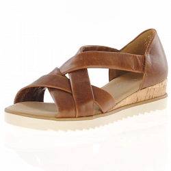 Gabor - Low Wedge Leather Sandals Brown - 782.53