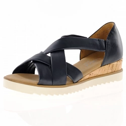 Gabor - Low Wedge Leather Sandals Midnight - 782.56
