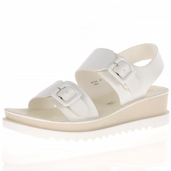 Heavenly Feet - Cashew Twin Buckle Sandals, Off White