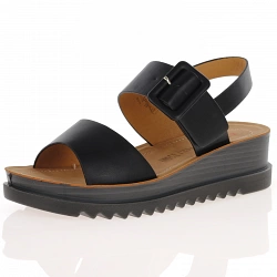 Heavenly Feet - Pistachio Wedge Sandals, Black