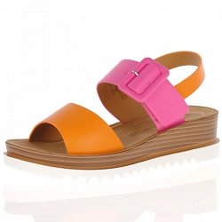 Heavenly Feet - Pistachio Wedge Sandals, Orange/Pink