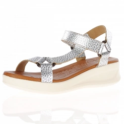 Oh My Sandals - Low Wedge Velcro Strap Sandals Silver - 5186