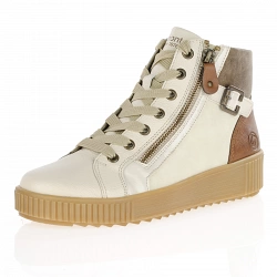 Remonte - Flat Laced Ankle Boots Off-White Combi - R7997-80