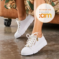 Rieker - Lace Up Flatform Trainers White - N5932-80