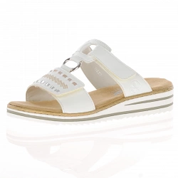Rieker - Low Wedge Mule Sandals White - V0636-80