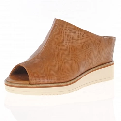 Tamaris - Leather Mule Wedge Sandals Cognac - 27200