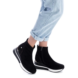Xti - Vegan Wedge Sock Boots, Black - 40057