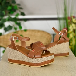 Oh My Sandals - Wedge Sandals Tan - 5473