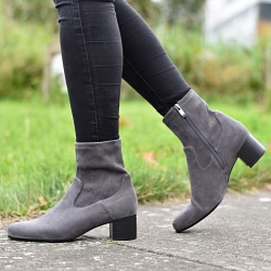 Caprice - Vegan Block Heeled Sock Boots Grey - 25316