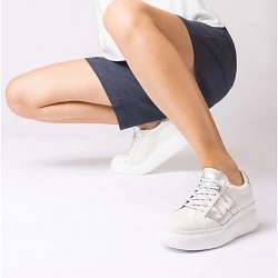 Wonders - Leather Platform Trainers White/Silver - 2650