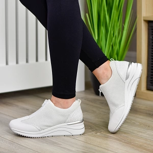 Remonte - Front Zip Wedge Shoes White - D0T07-80