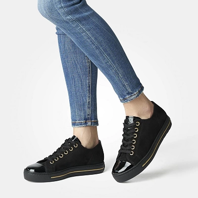 Paul Green - Suede Lace Up Trainers Black - 4977 1