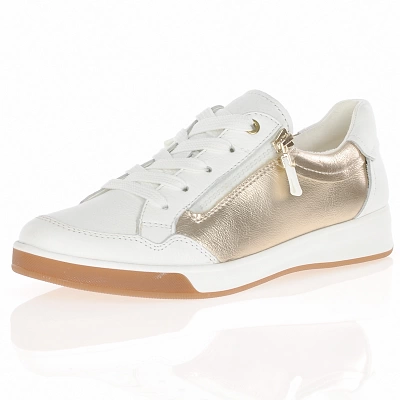 Ara - Rom Twin Zip Shoes White/Gold - 34423 1