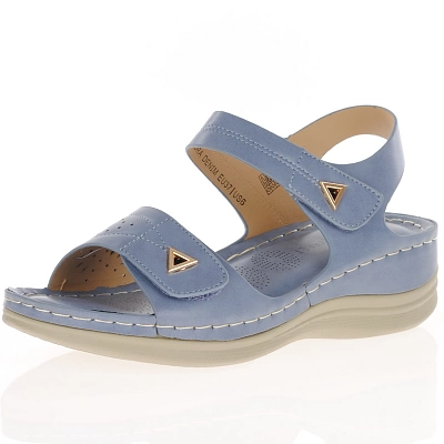 Heavenly Feet - Nora Velcro Strap Sandals, Denim Blue 1