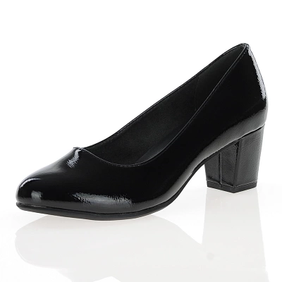 Jana - Block Heeled Court Shoes Black-Patent - 22469 1