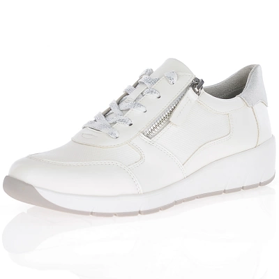 Jana -Low Wedge Trainers White Silver - 23769 1