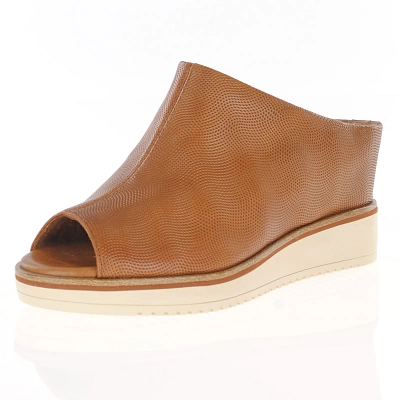Tamaris - Leather Mule Wedge Sandals Cognac - 27200 1