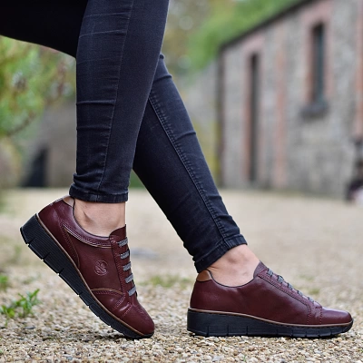 Rieker - Slip On Laced Shoes Burgundy - 53756-35 1